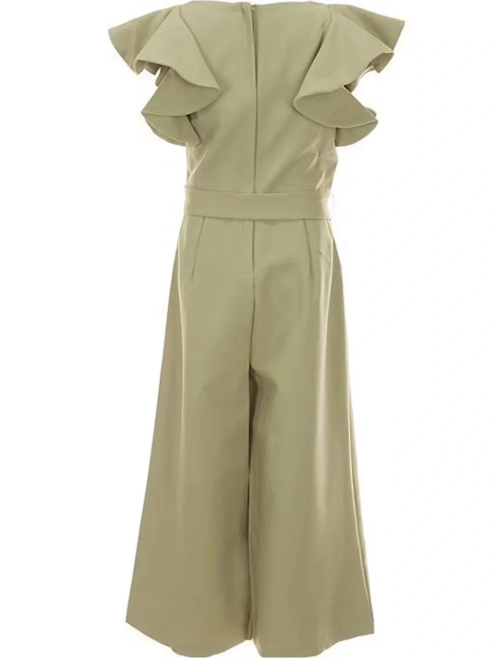 Big Girls Tie Front Tiered Ruffle Sleeve Jumpsuit -NWT -10